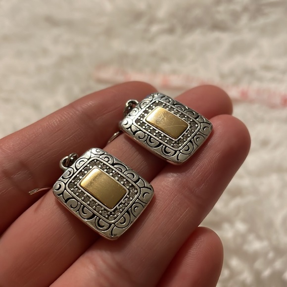 Brighton Rhythms silver & brushed gold dangle earrings - Picture 4 of 4